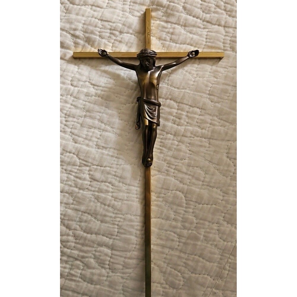 Vintage SOLID BRONZE 10” CRUCIFIX MADE IN W GERMANY